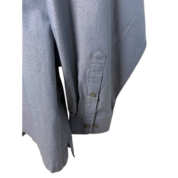 Paul Fredrick Herringbone Cotton Blue Finest Long Staple L/S Dress Shirt XL Slim - Picture 11 of 13